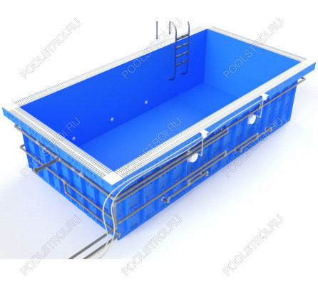 Полипропиленовый бассейн Standart mini. 5х2.5х1.5. нержавейка. переливной. стандарт. 8 мм