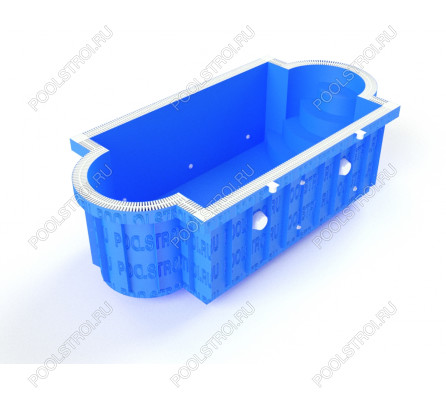 Полипропиленовый бассейн Новокузнецк medium. 7.2х2.8х1.5. римская r. переливной. стандарт. 8 мм